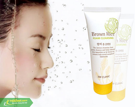 Sữa rửa mặt 3W Clinic tinh chất Gạo và Trà xanh